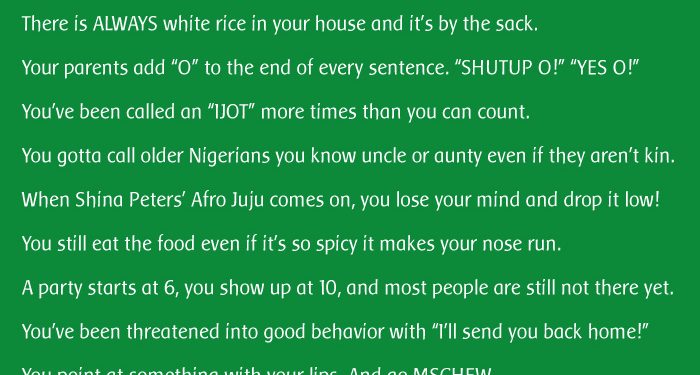 You know you're Nigerian If