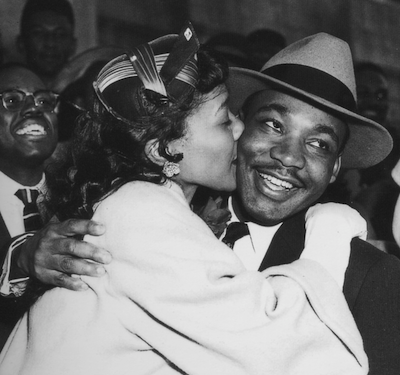 MLK and Coretta Scott King kiss