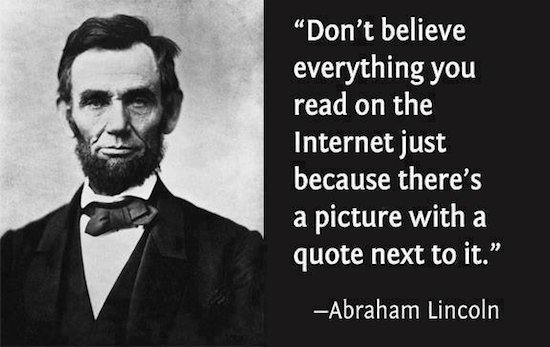 Abraham Lincoln Internet lie