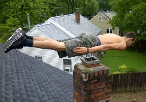 Planking on a chimney Planking on a chimney