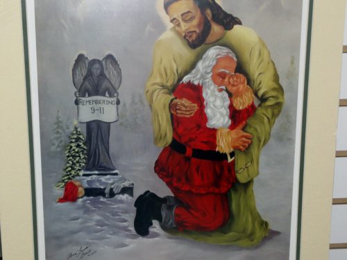 Santa weeps into Jesus' arms