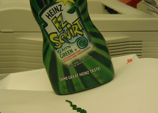 Green ketchup bottle