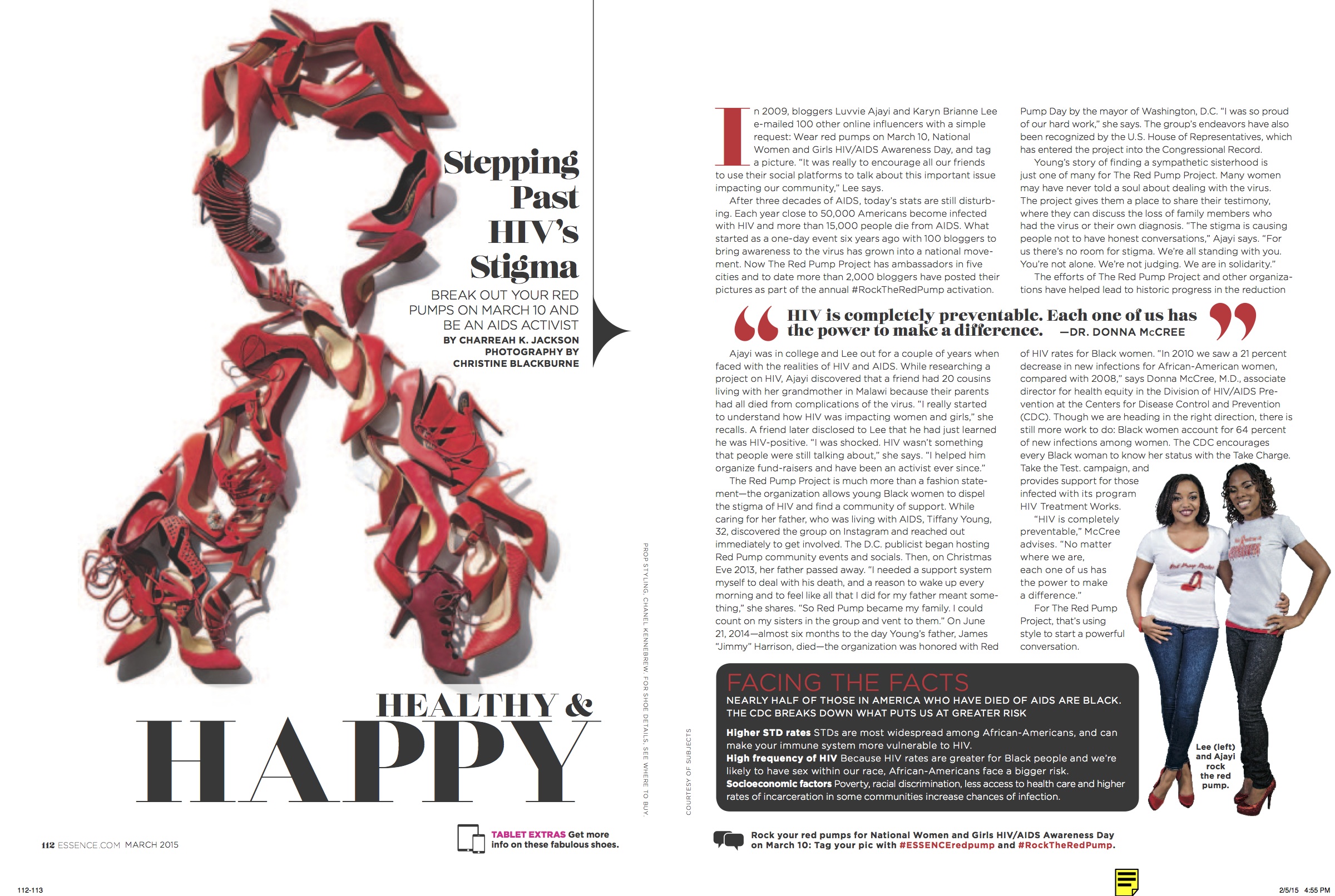Red Pump was featured in the March 2015 issue of ESSENCE!