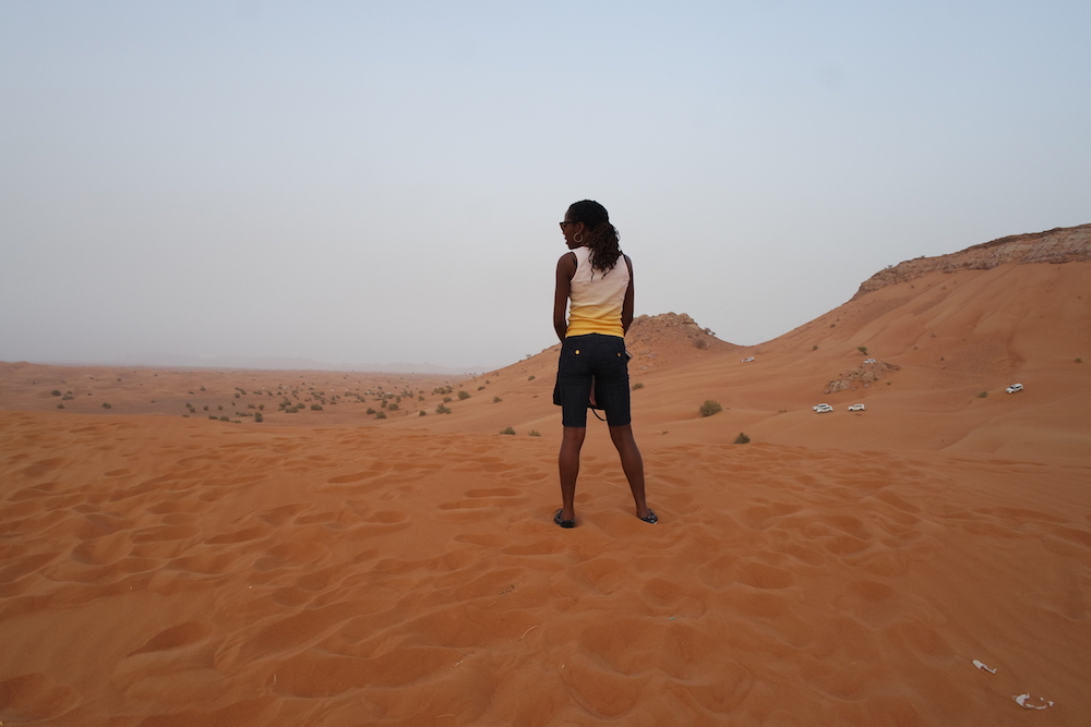 What people imagine solo travel is like. Me in the desert outside of Dubai.