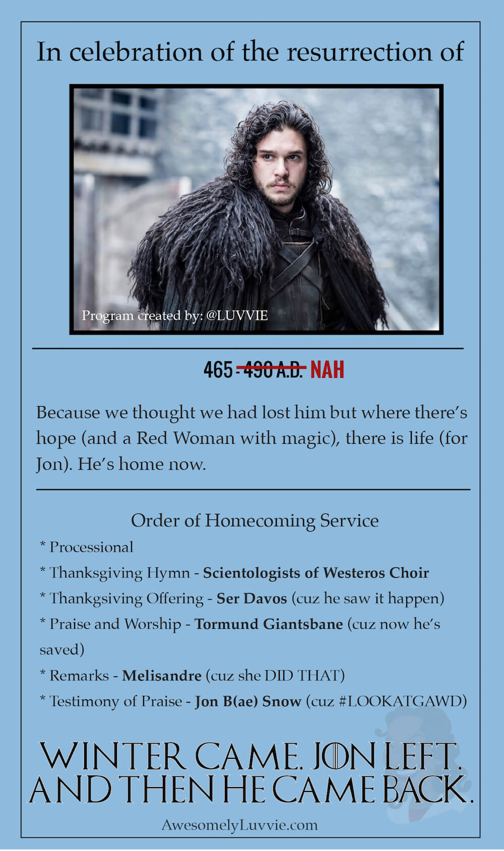 Jon-Snow-Homecoming Program