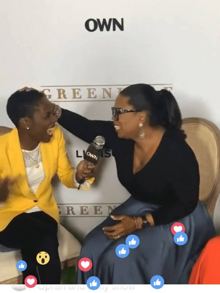 Oprah grabs Luvvie's head